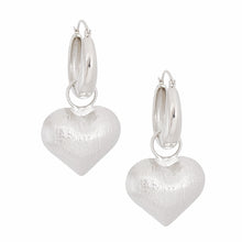 Load image into Gallery viewer, Hoop Silver Medium Chunky Heart Earrings for Women
