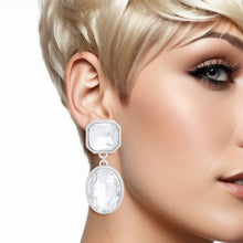 Load image into Gallery viewer, Clip On Silver Medium Crystal Earrings for Women

