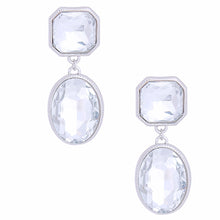 Load image into Gallery viewer, Clip On Silver Medium Crystal Earrings for Women
