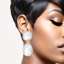 Load image into Gallery viewer, Clip On Silver Medium Crystal Earrings for Women
