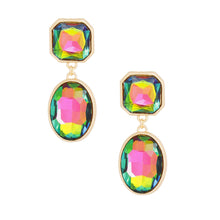 Load image into Gallery viewer, Clip On Pink Green Medium Crystal Earrings Women
