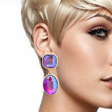 Load image into Gallery viewer, Clip On Purple Medium Crystal Earrings for Women
