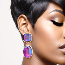 Load image into Gallery viewer, Clip On Purple Medium Crystal Earrings for Women
