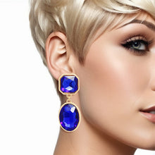 Load image into Gallery viewer, Clip On Blue Medium Crystal Earrings for Women

