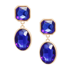 Load image into Gallery viewer, Clip On Blue Medium Crystal Earrings for Women
