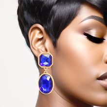 Load image into Gallery viewer, Clip On Blue Medium Crystal Earrings for Women
