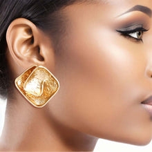 Load image into Gallery viewer, Gold Folded Square Clip On Earrings
