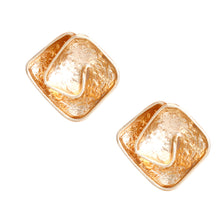Load image into Gallery viewer, Gold Folded Square Clip On Earrings
