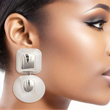 Load image into Gallery viewer, Clip On Silver Medium Geo Dome Earrings for Women
