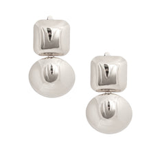 Load image into Gallery viewer, Clip On Silver Medium Geo Dome Earrings for Women
