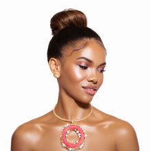 Load image into Gallery viewer, Fuchsia Rhinestone Round Pendant
