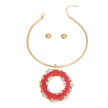 Load image into Gallery viewer, Fuchsia Rhinestone Round Pendant
