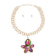 Load image into Gallery viewer, Pink Green Flower Chain Set
