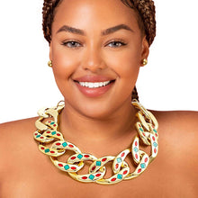 Load image into Gallery viewer, Gold Red Green Detail Chain Set
