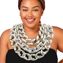 Load image into Gallery viewer, XL Silver Triple Layer Chain Set
