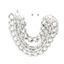 Load image into Gallery viewer, XL Silver Triple Layer Chain Set
