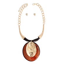 Load image into Gallery viewer, Brown Oval Stacked Pendant Set
