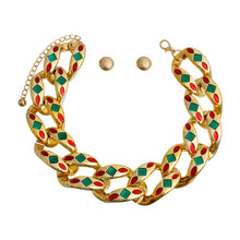 Load image into Gallery viewer, Chunky Red Green Detail Chain Set
