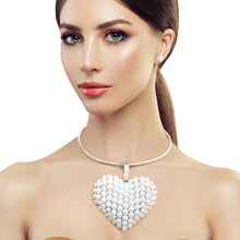 Load image into Gallery viewer, Silver Collar XL White Heart Set
