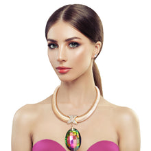 Load image into Gallery viewer, Pink Green Oval Omega Chain Set
