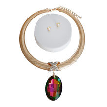 Load image into Gallery viewer, Pink Green Oval Omega Chain Set
