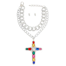 Load image into Gallery viewer, Chunky Silver Multi Jumbo Cross Set
