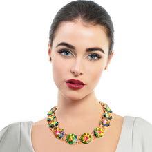 Load image into Gallery viewer, Pink Green Round Crystal Link Set
