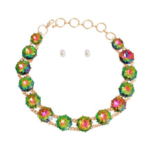 Load image into Gallery viewer, Pink Green Round Crystal Link Set
