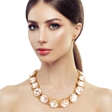 Load image into Gallery viewer, Gold and Pink Round Crystal Link Necklace
