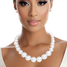 Load image into Gallery viewer, Necklace 25 mm White Pearl Strand Set for Women
