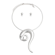 Load image into Gallery viewer, Silver Rigid Coiled Snake Necklace
