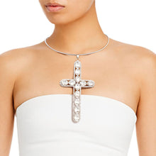 Load image into Gallery viewer, Silver Rigid Collar Elegant Cross Necklace

