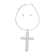 Load image into Gallery viewer, Silver Rigid Collar Elegant Cross Necklace

