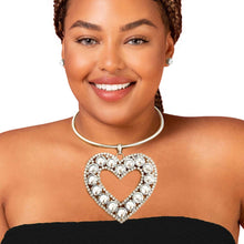 Load image into Gallery viewer, Rigid Silver Halo Heart Necklace

