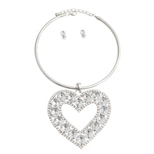 Load image into Gallery viewer, Rigid Silver Halo Heart Necklace
