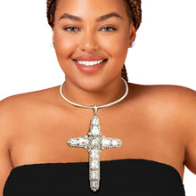 Load image into Gallery viewer, Rigid Silver Halo Cross Necklace
