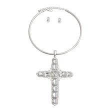 Load image into Gallery viewer, Rigid Silver Halo Cross Necklace
