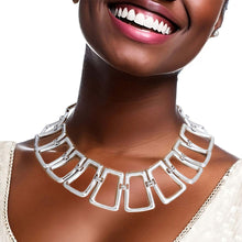 Load image into Gallery viewer, Silver Curved Trapezoid Link Set
