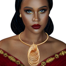 Load image into Gallery viewer, Gold Rigid Twisted Ring Necklace
