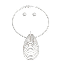 Load image into Gallery viewer, Silver Rigid Twisted Ring Necklace
