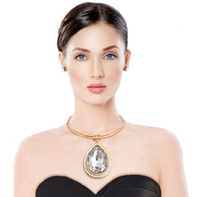 Load image into Gallery viewer, Halo Clear Teardrop Gold Choker
