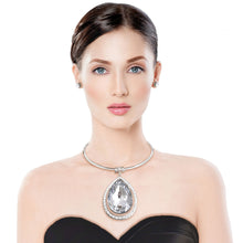Load image into Gallery viewer, Halo Clear Teardrop Silver Choker
