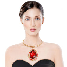 Load image into Gallery viewer, Halo Red Teardrop Gold Choker
