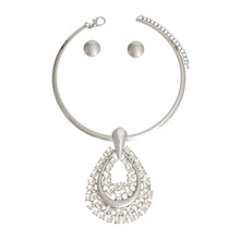 Load image into Gallery viewer, Teardrop Silver Halo Pendant Set
