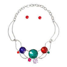 Load image into Gallery viewer, Silver Cut Out Crystal Collar Set
