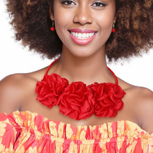 Load image into Gallery viewer, Red Triple Fabric Flower Set
