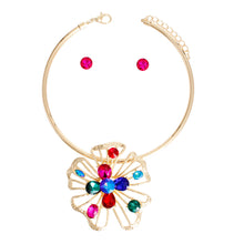 Load image into Gallery viewer, Gold Multi Crystal Flower Set

