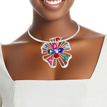 Load image into Gallery viewer, Silver Multi Crystal Flower Set
