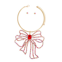 Load image into Gallery viewer, Red Crystal Bow Set
