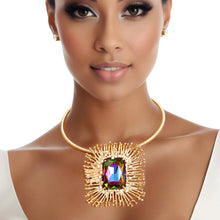 Load image into Gallery viewer, Necklace Pink Green Rectangle Pendant for Women

